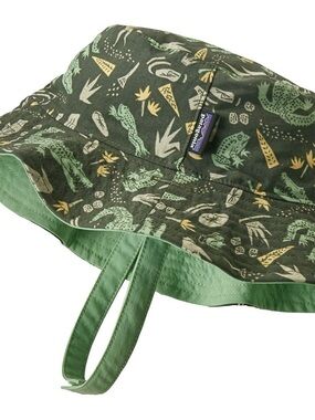 Patagonia Baby Sun Bucket Hat Reversible Alligator Green Pattern 5T